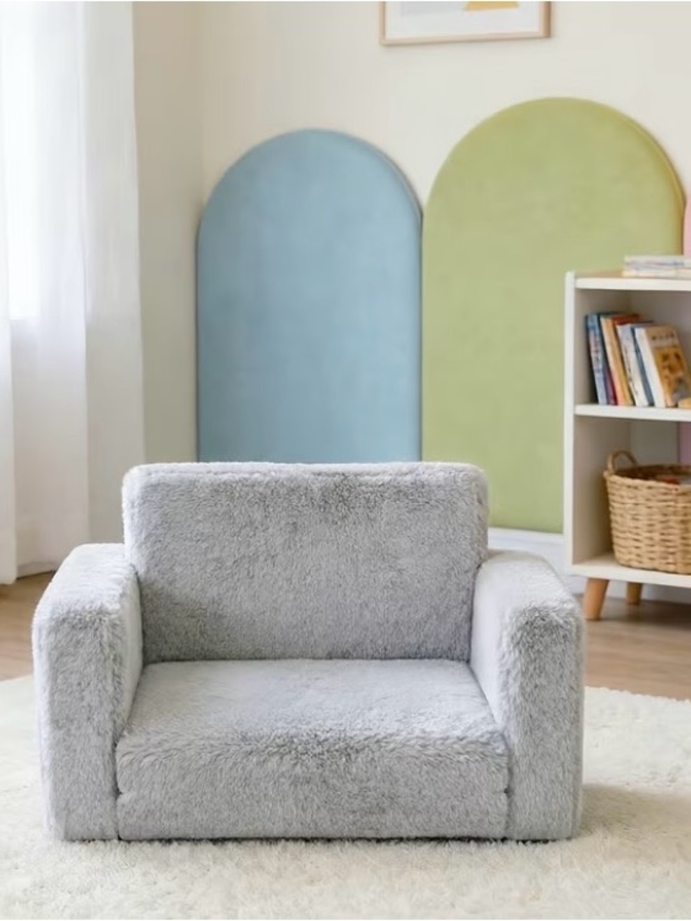 Plush Grey Kids Cozy Chair -